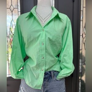 Universal Threads Linen Blend Long Sleeve Boxy
Cropped Button-Down Shirt Size 1X